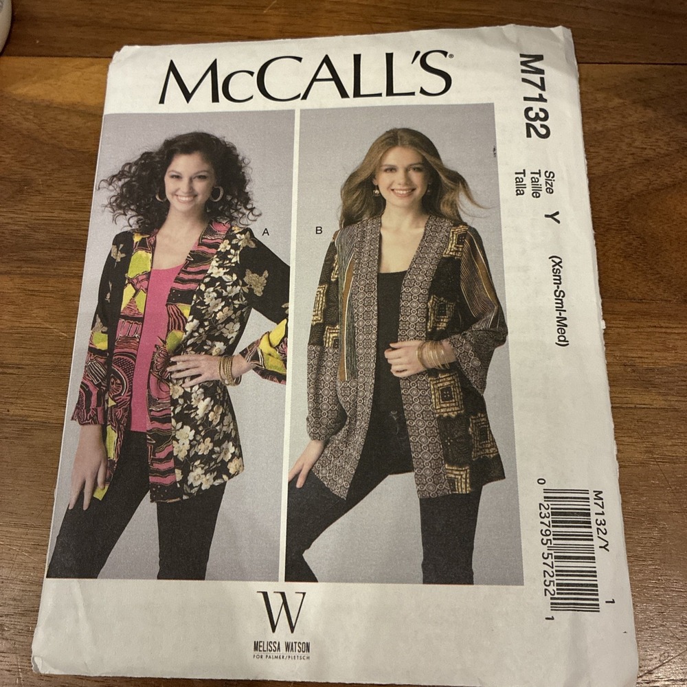 McCall's M7132 Misses' Patchwork Kimono Jackets Sewing Patterns - Size XS-M New